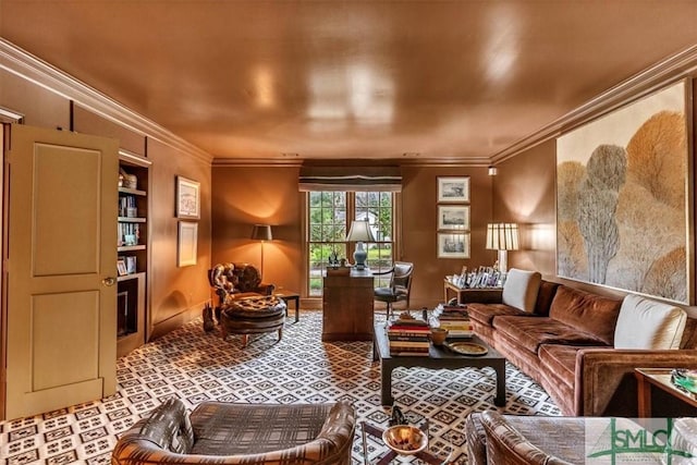 interior space with crown molding