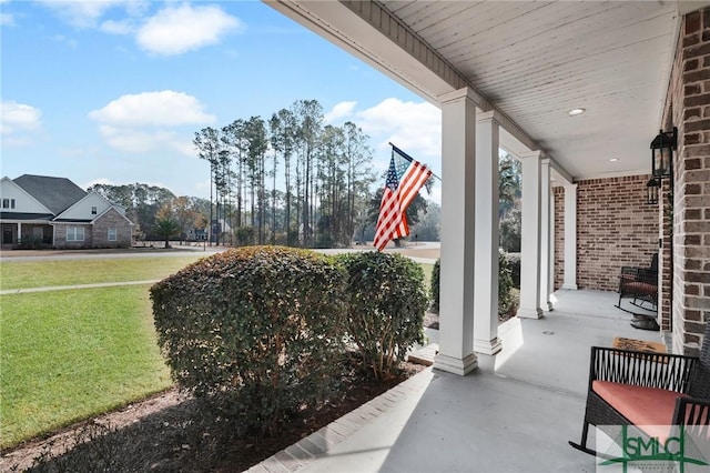 view of patio featuring covered porch