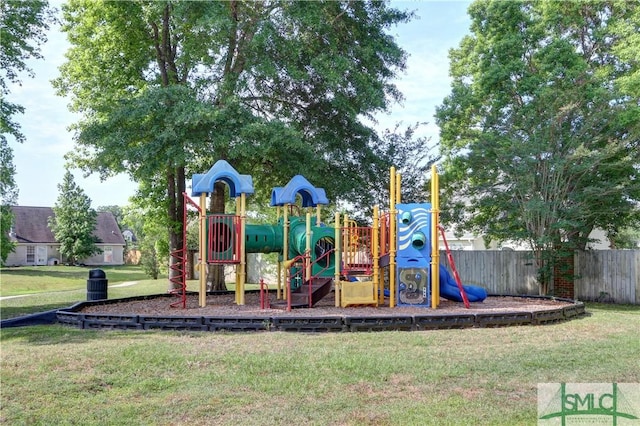 view of play area with a lawn