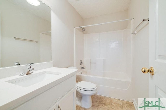 full bathroom featuring vanity, toilet, and shower / bathing tub combination