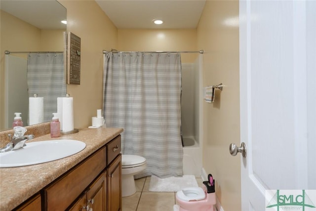164 Glynn Ct, Hinesville, GA 31313 - bathroom with tile patterned flooring, vanity, toilet, and walk in shower