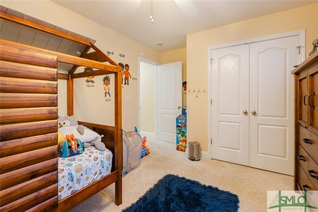 164 Glynn Ct, Hinesville, GA 31313 - bedroom with ceiling fan, light carpet, and a closet