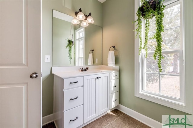 bathroom featuring vanity and tile patterned flooring