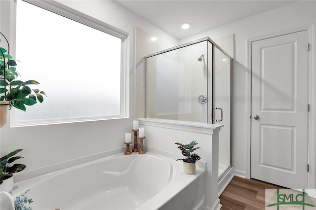 1001 Easthaven Blvd, Pooler, GA 31322 - full bath with a garden tub, a shower stall, and wood finished floors