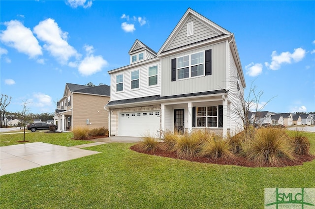 1001 Easthaven Blvd, Pooler, GA 31322 - view of front of house featuring a front yard, a garage, driveway, and board and batten siding