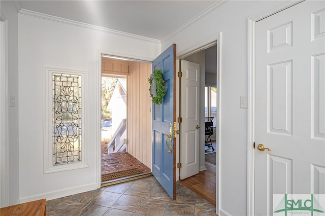 entryway with ornamental molding