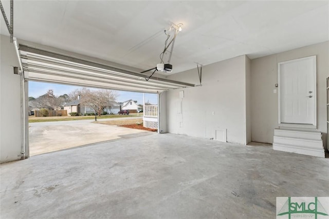 garage with a garage door opener