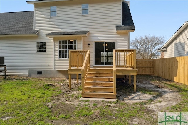 rear view of house featuring central air condition unit