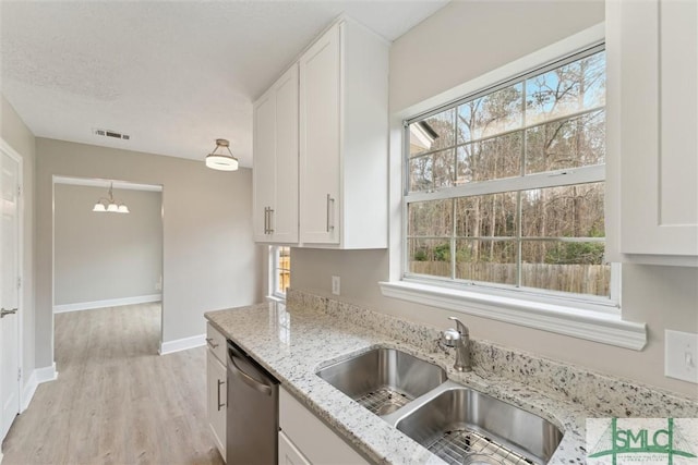 kitchen featuring white cabinetry, sink, and stainless steel dishwasher