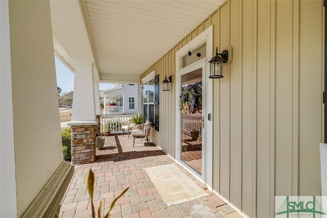 view of patio featuring covered porch