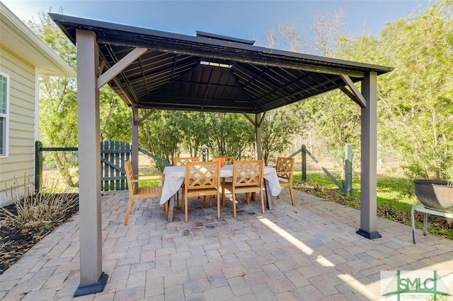 view of patio featuring a gazebo