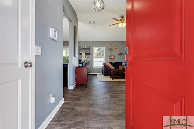 corridor featuring dark hardwood / wood-style floors