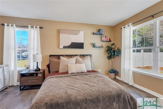 bedroom with wood-type flooring