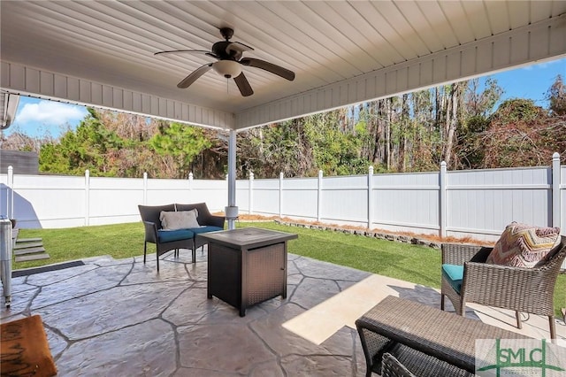 view of patio / terrace with an outdoor hangout area and ceiling fan