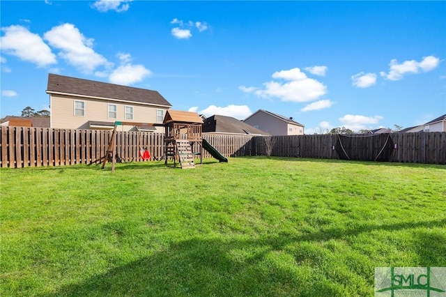 view of yard featuring a playground