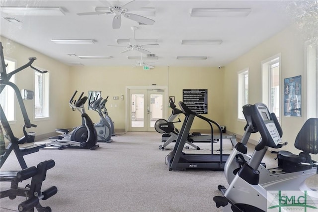 exercise room with french doors