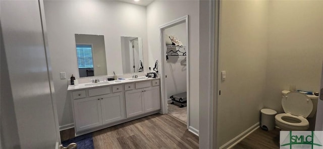 bathroom featuring vanity and hardwood / wood-style floors