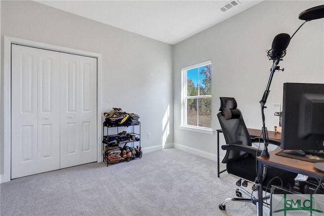 view of carpeted office