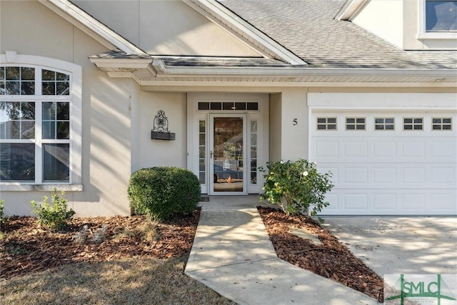 property entrance with a garage