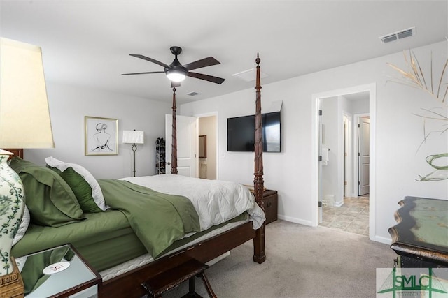 bedroom featuring carpet floors and ceiling fan