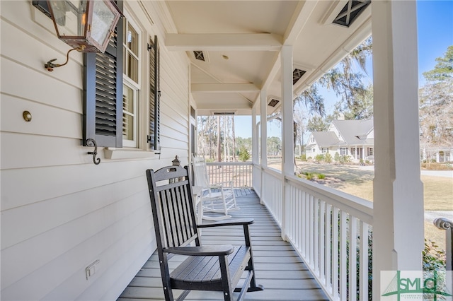 deck with a porch