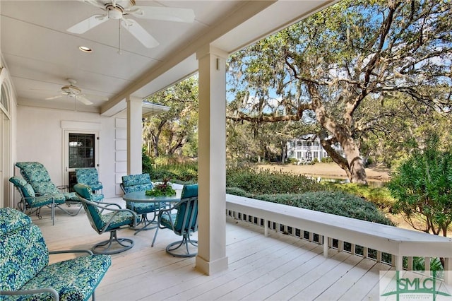 deck featuring ceiling fan