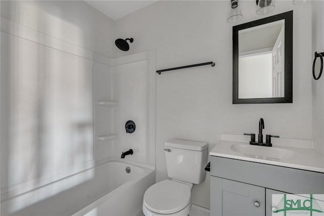 full bathroom featuring vanity, toilet, and shower / bathing tub combination