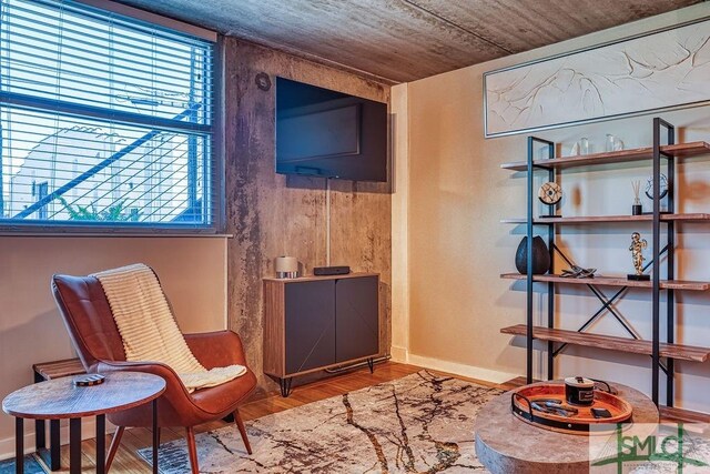 555 Berrien St Unit B, Savannah, GA 31401 - sitting room with baseboards, wood finished floors, and wood ceiling