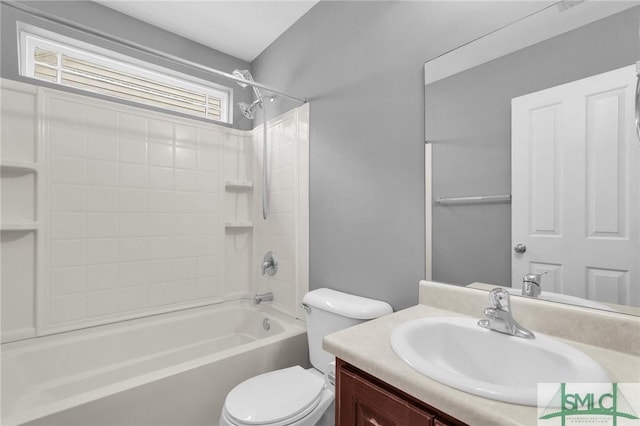 full bathroom featuring vanity, toilet, and shower / bathing tub combination