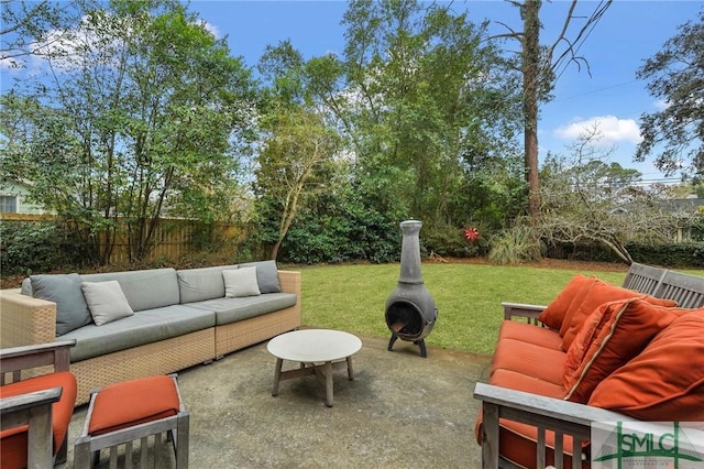 view of patio featuring an outdoor hangout area