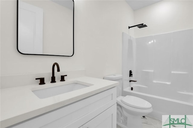 full bathroom with vanity, toilet, and shower / bath combination