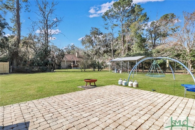 view of patio featuring a playground