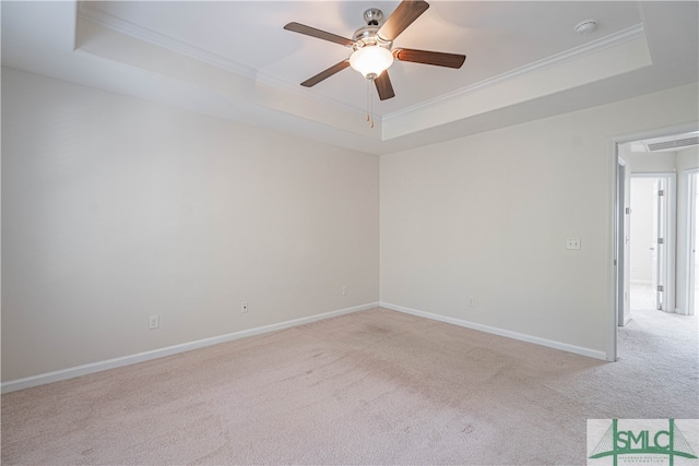 230 Ventura Pl, Pooler, GA 31322 - empty room featuring a tray ceiling, ornamental molding, and light colored carpet