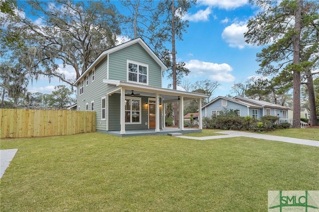 exterior space featuring a porch and a yard