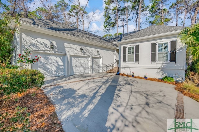 exterior space with a garage