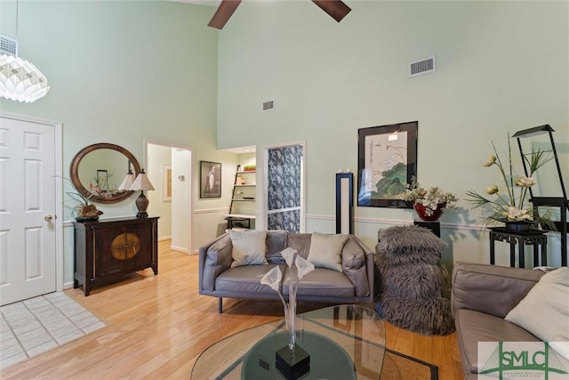 living room featuring light wood-type flooring