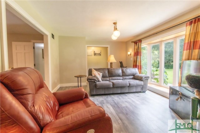 living room featuring light hardwood / wood-style floors