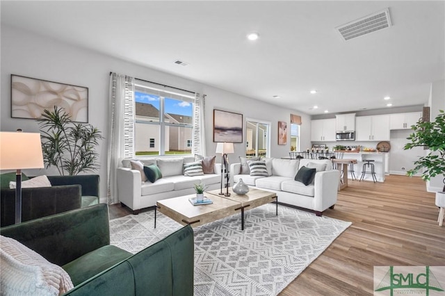 living room featuring light hardwood / wood-style floors