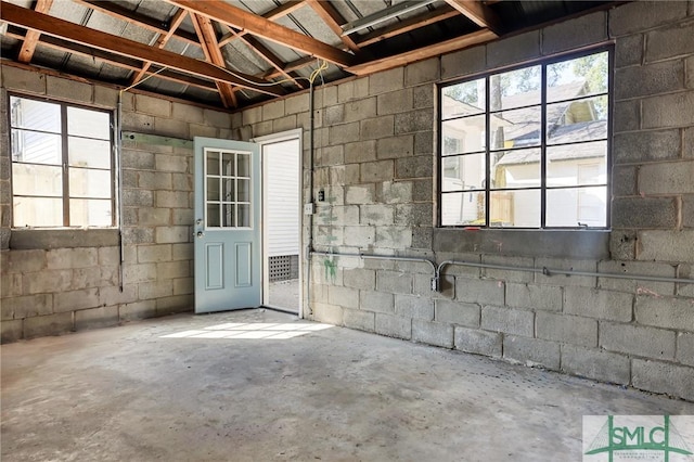 basement featuring plenty of natural light