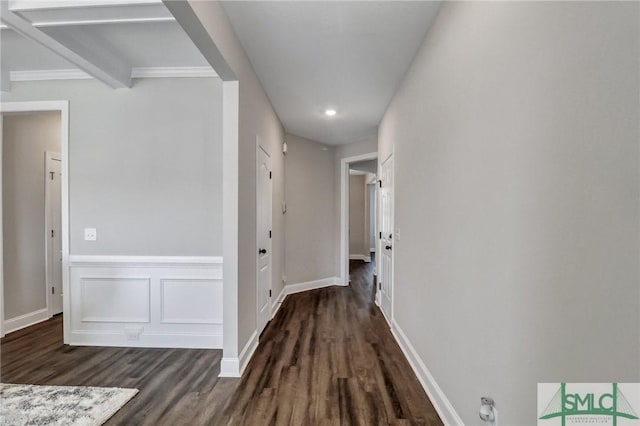 hallway featuring dark hardwood / wood-style floors