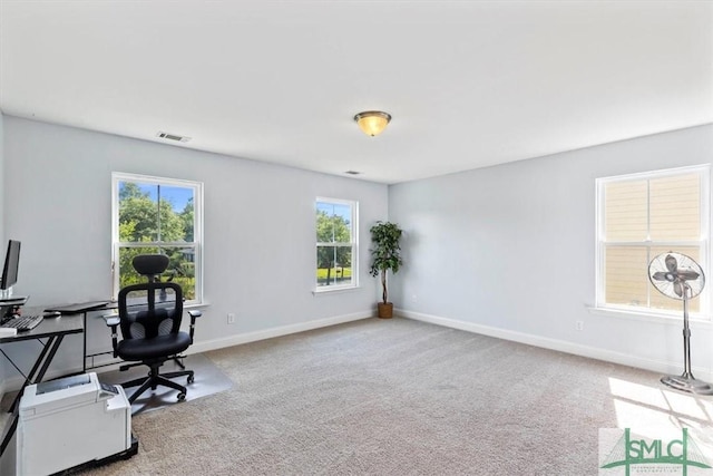 home office featuring carpet floors