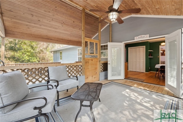 view of patio / terrace featuring ceiling fan