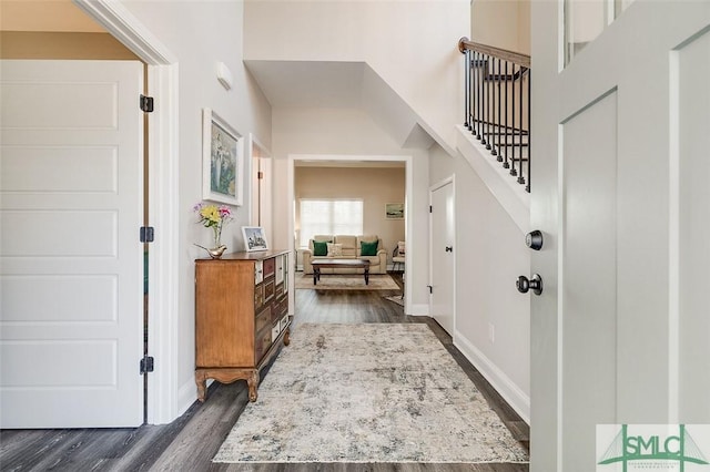 100 Sweetwater Cir, Rincon, GA 31326 - entrance foyer featuring dark hardwood / wood-style floors and a towering ceiling