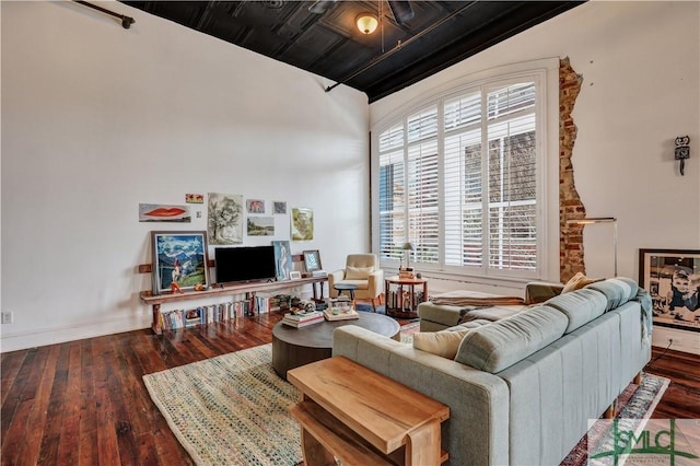 living room with hardwood / wood-style floors