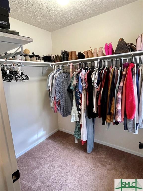 walk in closet featuring carpet