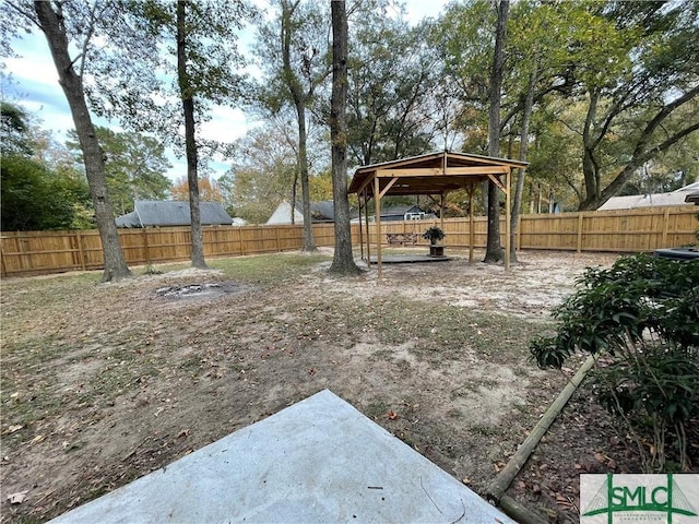 view of yard with a gazebo