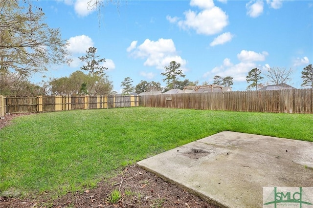 view of yard with a patio area