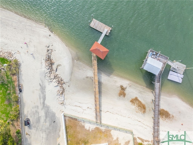 bird's eye view featuring a water view