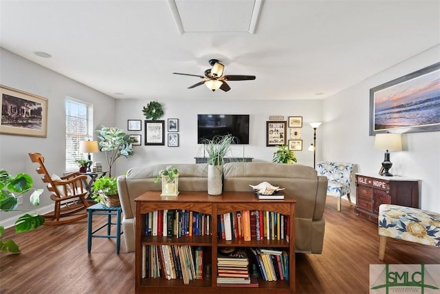 living room with hardwood / wood-style floors