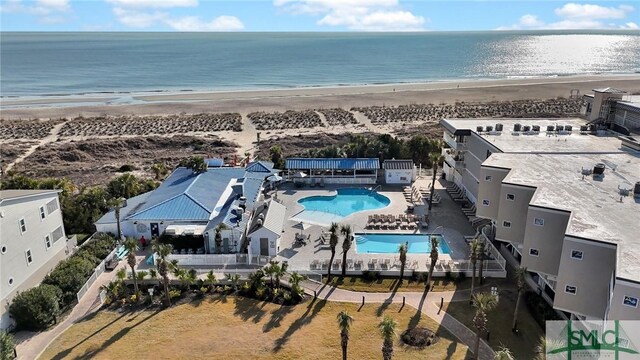404 Butler Ave Unit 614, Tybee Island, GA 31328 - bird's eye view of a pool area and expansive beach